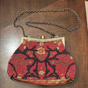 Patricia Nash Red and Black Beaded Clutch